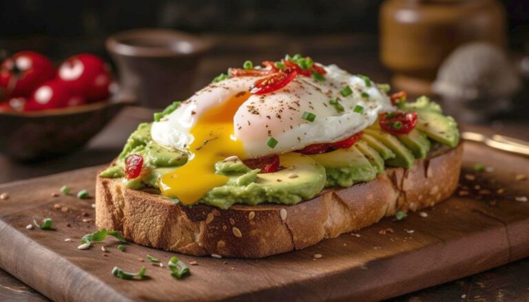 Tosty z awokado, jajkiem sadzonym i pomidorkami koktajlowymi na kolację